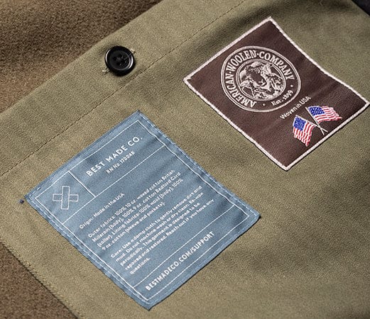 Made in USA garment detail with fabric labels